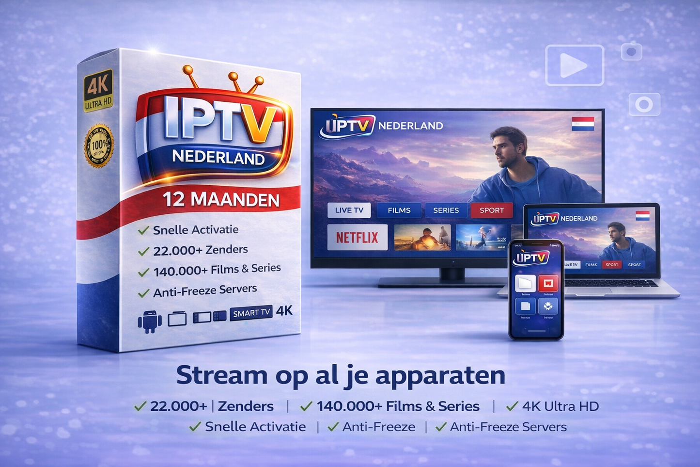 IPTV abonnement Nederland compatibel met Firestick, Android box en Smart TV voor live tv en sport